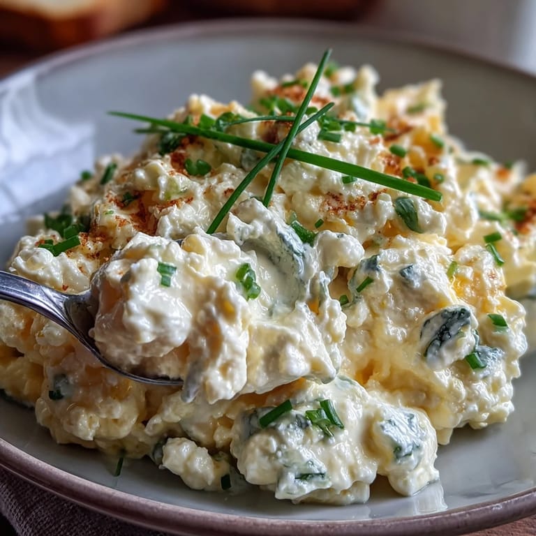 Slightly creamy scrambled eggs with cottage cheese, a hearty, effortless breakfast idea.