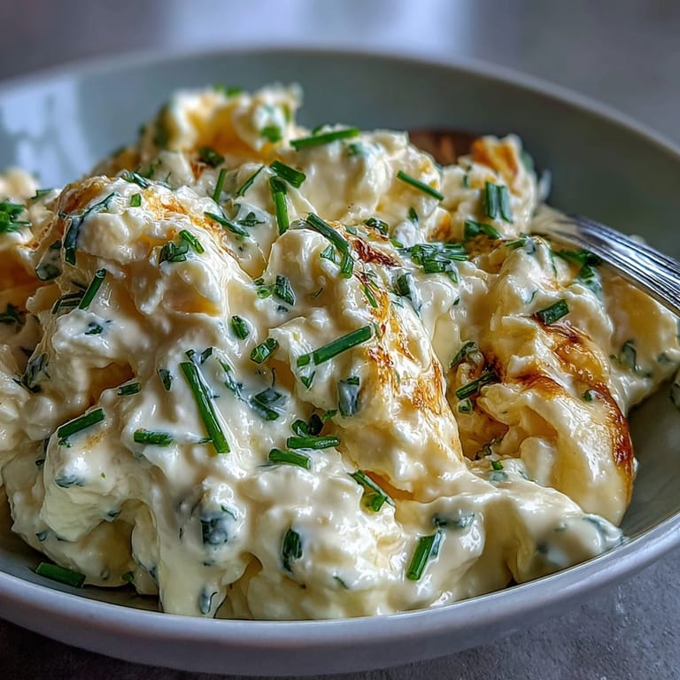 Golden protein-packed cottage cheese scrambled eggs, soft and savory, perfect for brunch.