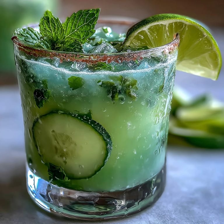 Chilled Green Detox Cucumber Mint Agua Fresca, wonderfully fresh and perfect for hot days.