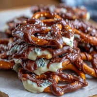 Festive St. Patrick's Day shamrock pretzel bites drizzled in white chocolate and sprinkled with green sugar for a sweet and salty holiday treat.