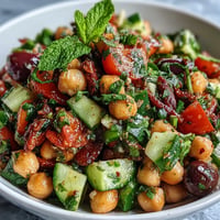 Mediterranean Chickpea Salad: Vibrant, lemony, and herb-filled, pictured ready to serve.